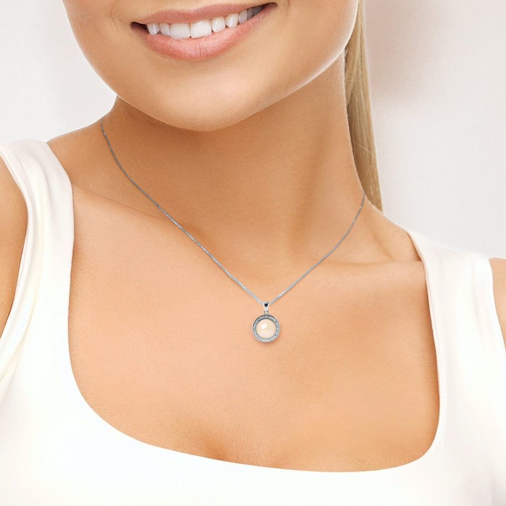 PERLINEA- Collier Sun - Perle de Culture d'Eau Douce- Diamètre 9-10 mm Rose- Bijou Femme- Argent 925 Millièmes